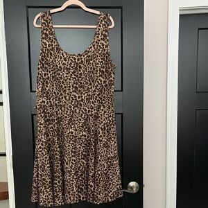 Fashion to Figure Leopard Print, V-Neck, Sleeveless, Midi Dress. 3X. 5% Spandex.